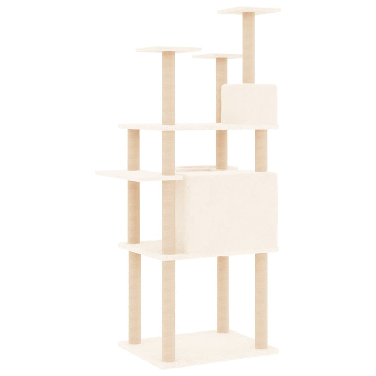 Albero per Gatti con Tiragraffi in Sisal Crema 166 cm 171723