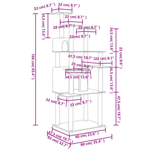 Albero per Gatti con Tiragraffi in Sisal Crema 166 cm 171723