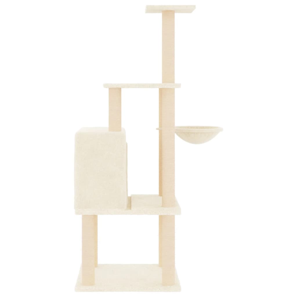 Albero per Gatti con Tiragraffi in Sisal Crema 132 cm 171726