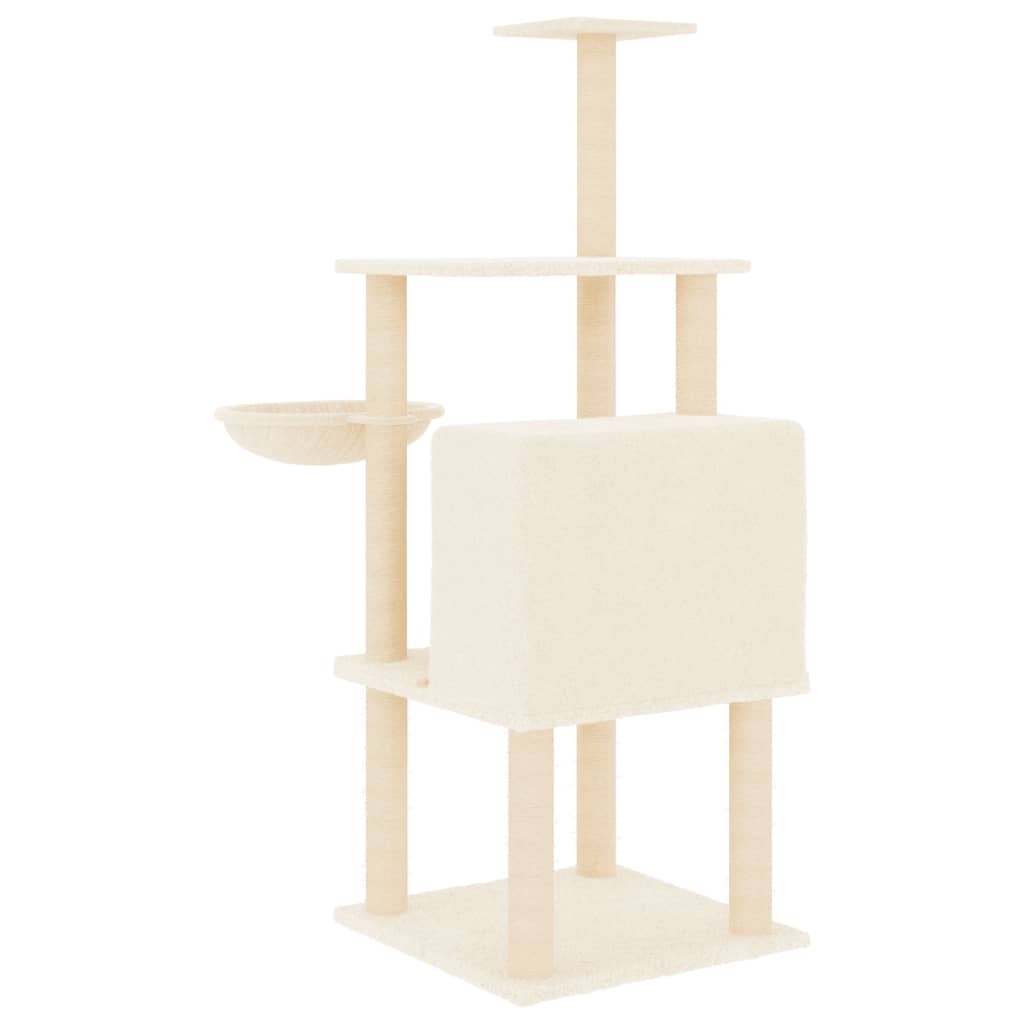 Albero per Gatti con Tiragraffi in Sisal Crema 132 cm 171726