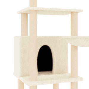 Albero per Gatti con Tiragraffi in Sisal Crema 132 cm 171726