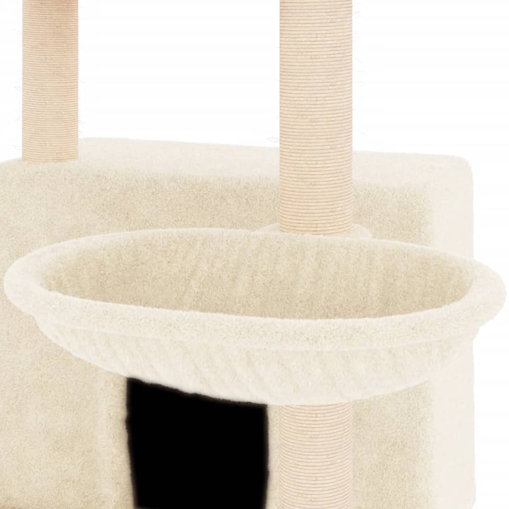 Albero per Gatti con Tiragraffi in Sisal Crema 132 cm 171726