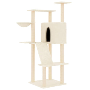 Albero per Gatti con Tiragraffi in Sisal Crema 143 cm 171729