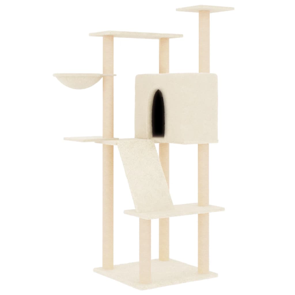 Albero per Gatti con Tiragraffi in Sisal Crema 143 cmcod mxl 126900