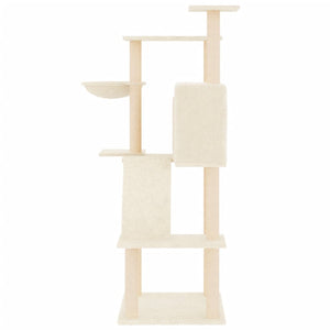 Albero per Gatti con Tiragraffi in Sisal Crema 143 cm 171729