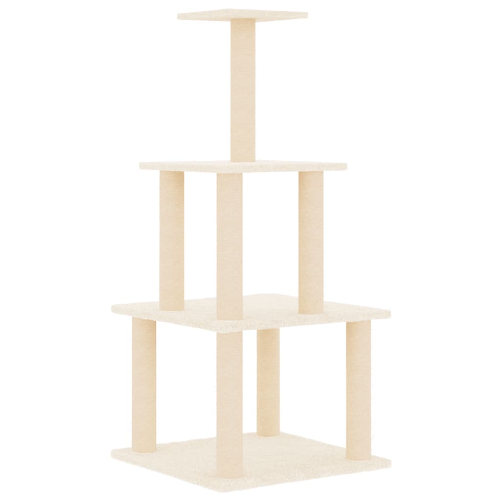 Albero per Gatti con Tiragraffi in Sisal Crema 111 cm 171732