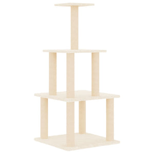 Albero per Gatti con Tiragraffi in Sisal Crema 111 cm 171732