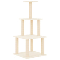 Albero per Gatti con Tiragraffi in Sisal Crema 111 cm 171732