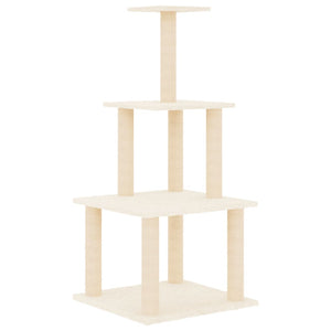 Albero per Gatti con Tiragraffi in Sisal Crema 111 cm 171732