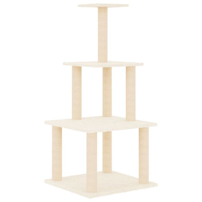 Albero per Gatti con Tiragraffi in Sisal Crema 111 cm 171732