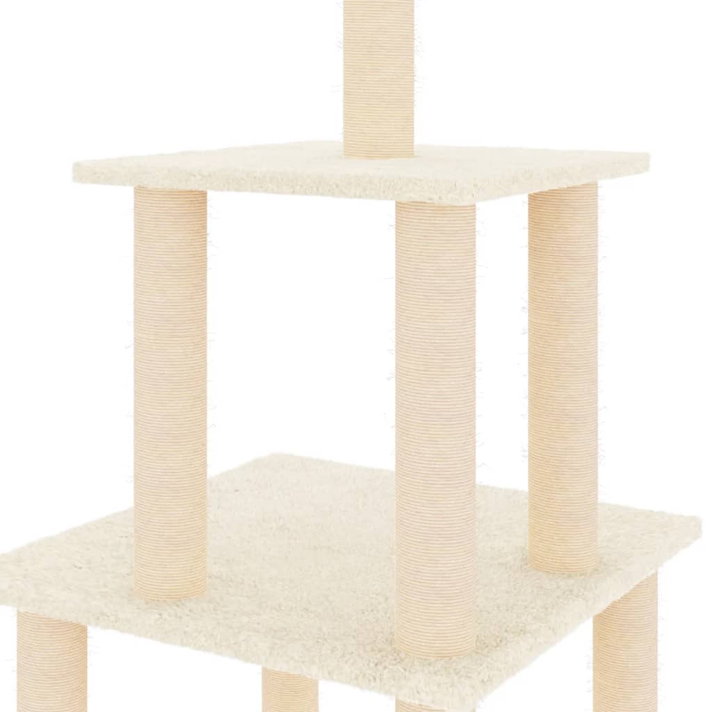 Albero per Gatti con Tiragraffi in Sisal Crema 111 cm 171732