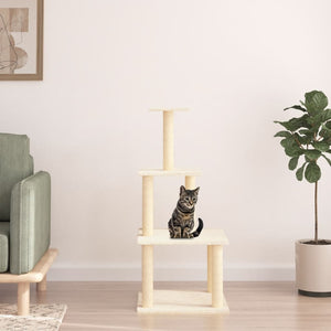 Albero per Gatti con Tiragraffi in Sisal Crema 111 cm 171732