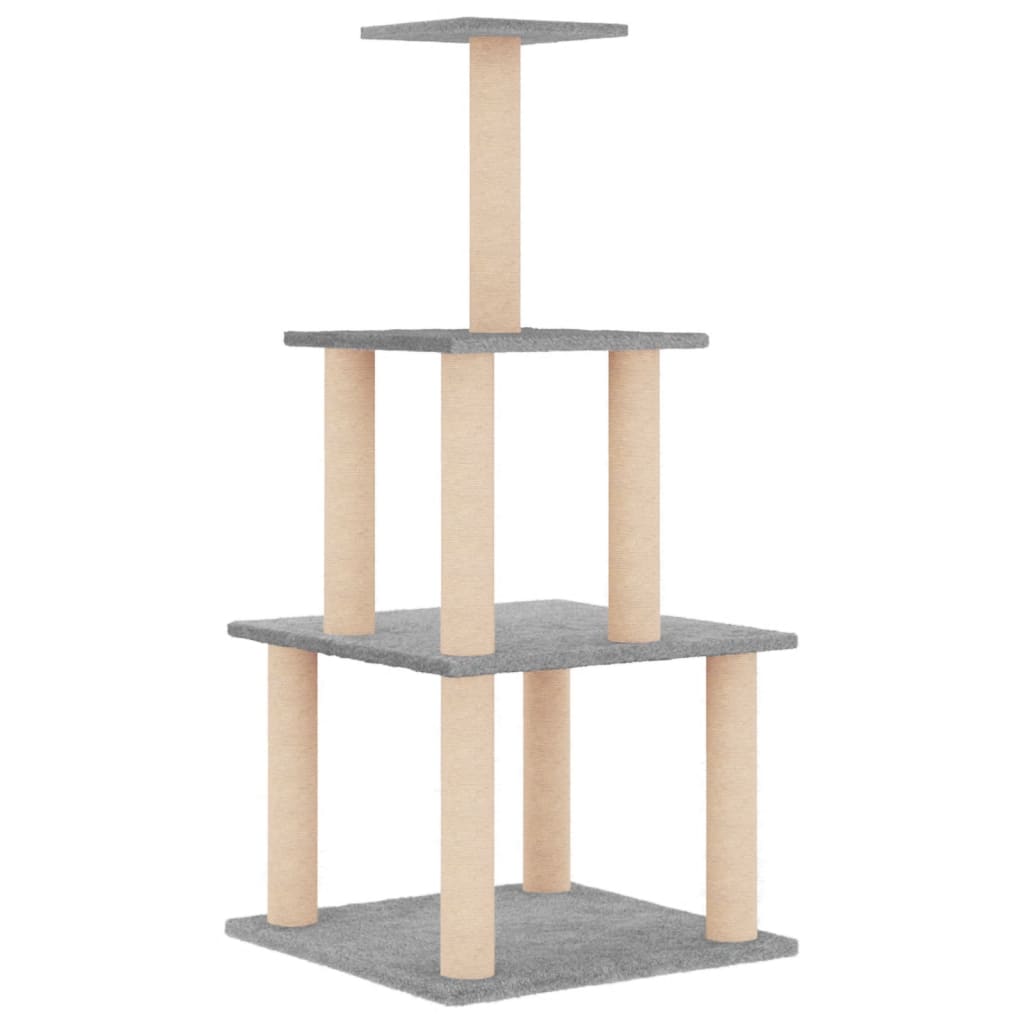 Albero per Gatti con Tiragraffi in Sisal Grigio Chiaro 111 cm 171733