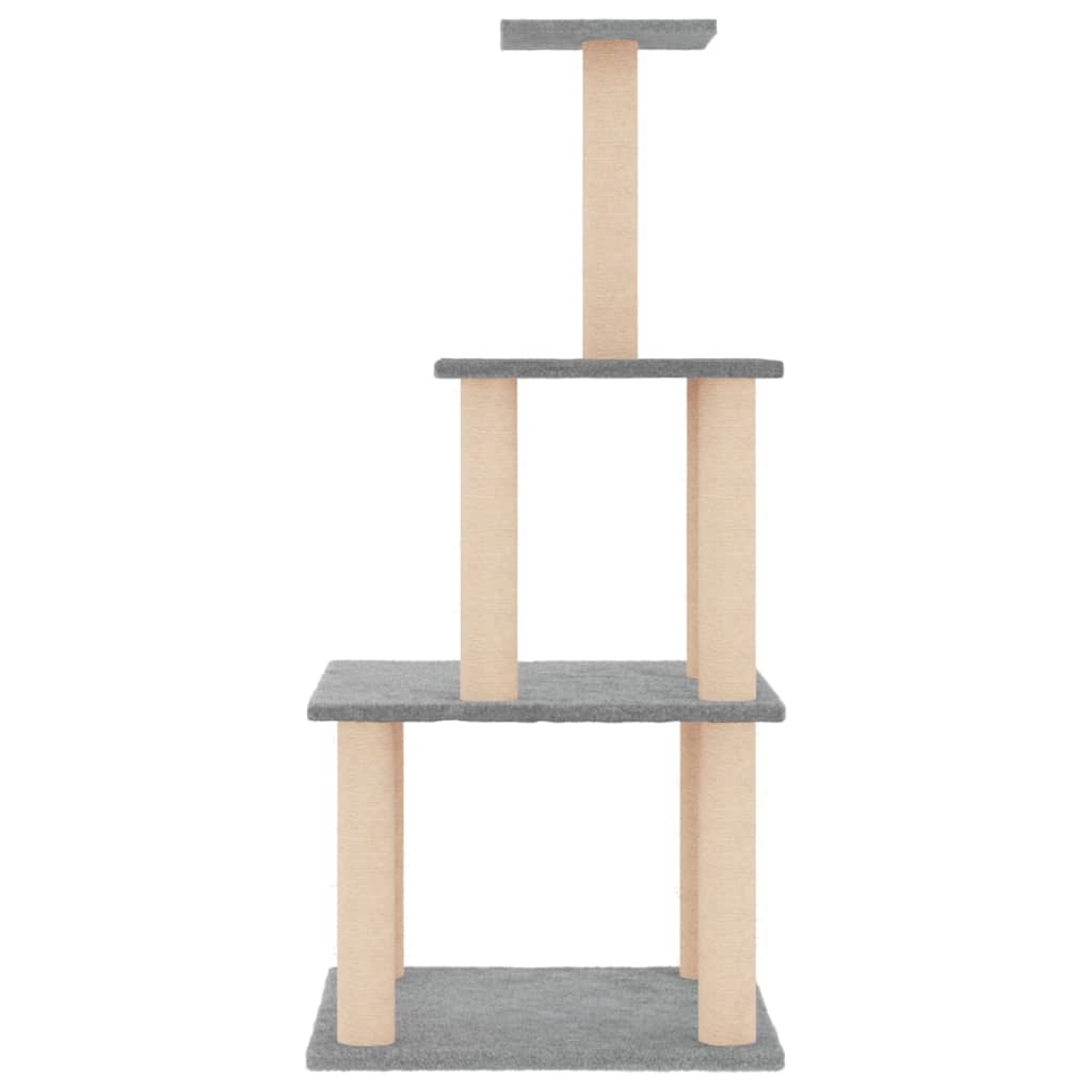 Albero per Gatti con Tiragraffi in Sisal Grigio Chiaro 111 cm 171733