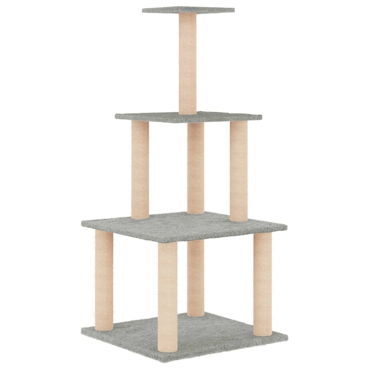 Albero per Gatti con Tiragraffi in Sisal Grigio Chiaro 111 cm 171733