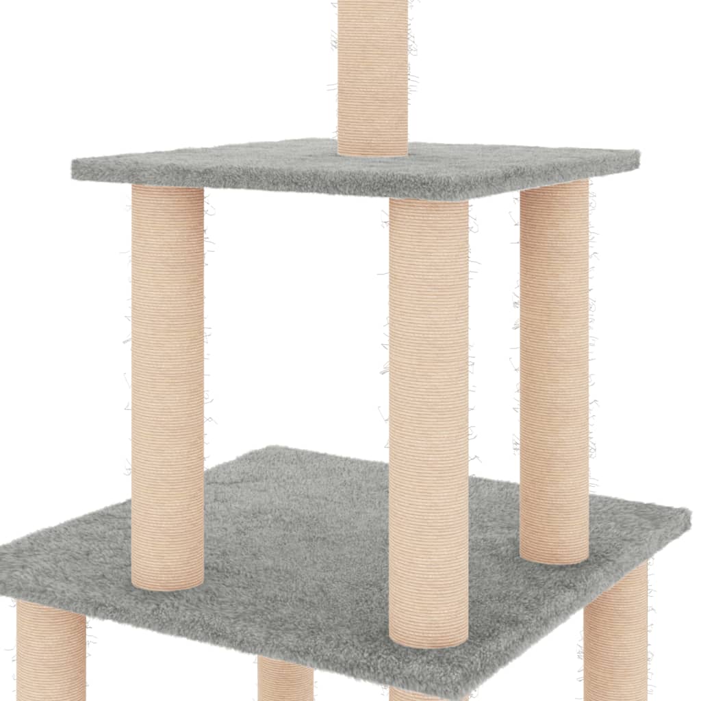 Albero per Gatti con Tiragraffi in Sisal Grigio Chiaro 111 cm 171733