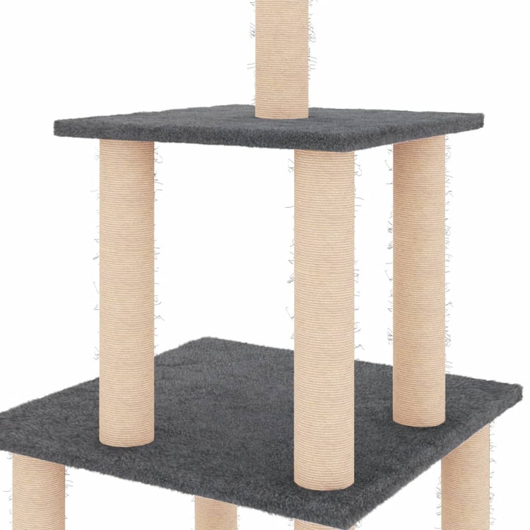 Albero per Gatti con Tiragraffi in Sisal Grigio Scuro 111 cm 171734