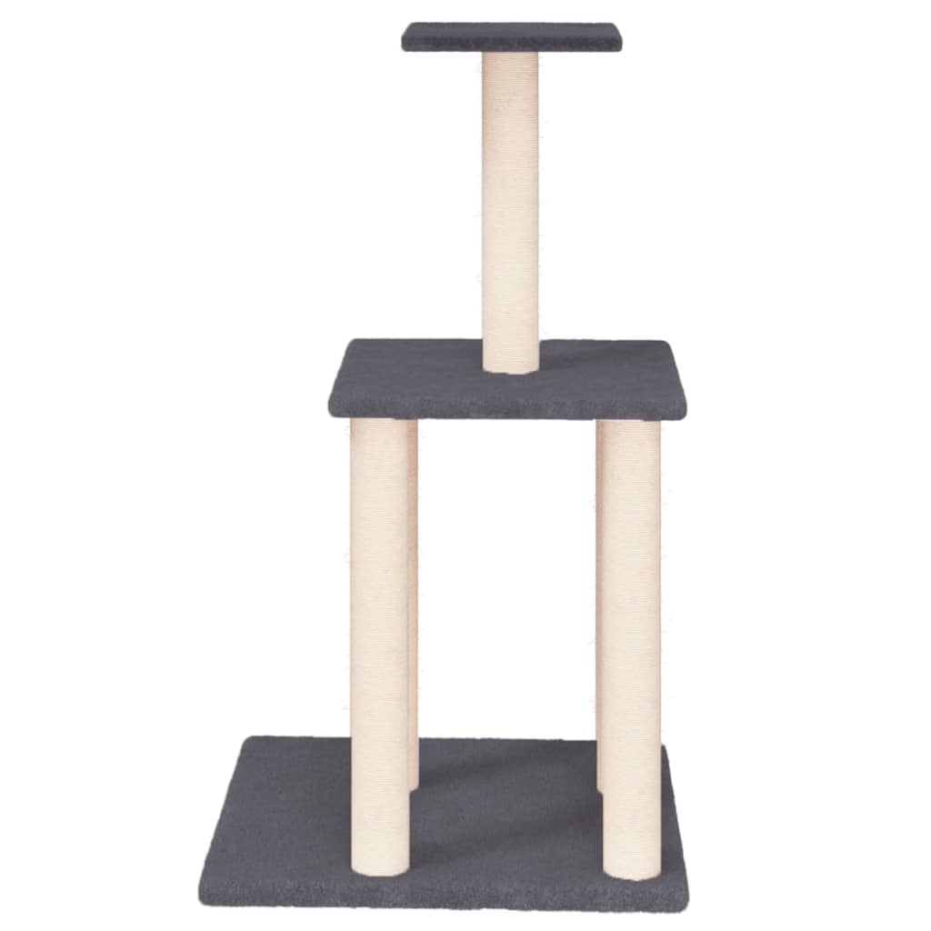 Albero per Gatti con Tiragraffi in Sisal Grigio Scuro 85,5 cm 171740