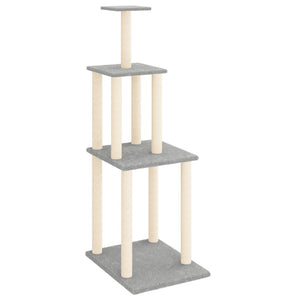 Albero per Gatti con Tiragraffi in Sisal Grigio Chiaro 149 cm 171742