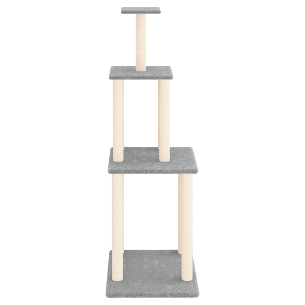 Albero per Gatti con Tiragraffi in Sisal Grigio Chiaro 149 cm 171742