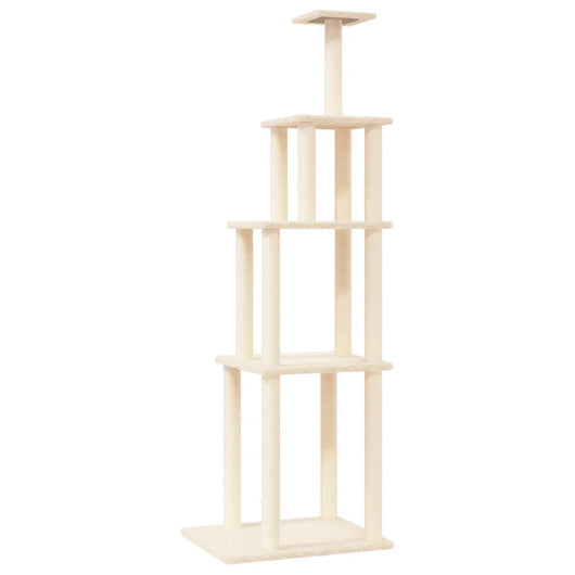 Albero per Gatti con Tiragraffi in Sisal Crema 183 cm 171744