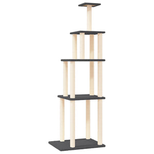 Albero per Gatti con Tiragraffi in Sisal Grigio Scuro 183 cm 171746