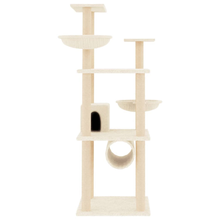 Albero per Gatti con Tiragraffi in Sisal Crema 141 cm 171747