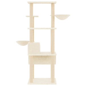 Albero per Gatti con Tiragraffi in Sisal Crema 141 cm 171747