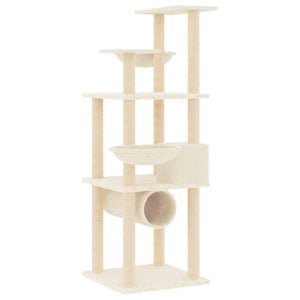 Albero per Gatti con Tiragraffi in Sisal Crema 141 cm 171747