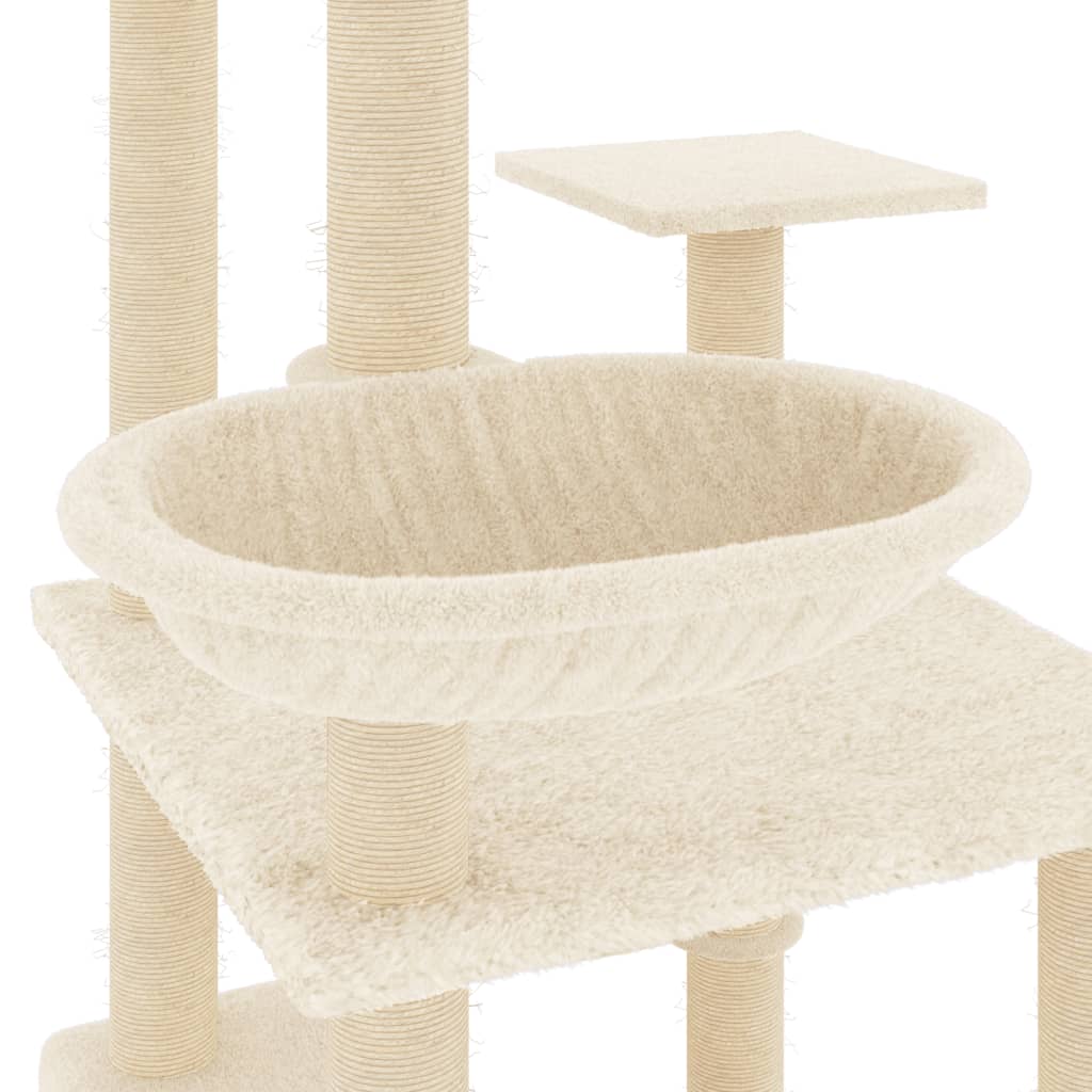 Albero per Gatti con Tiragraffi in Sisal Crema 141 cm 171747