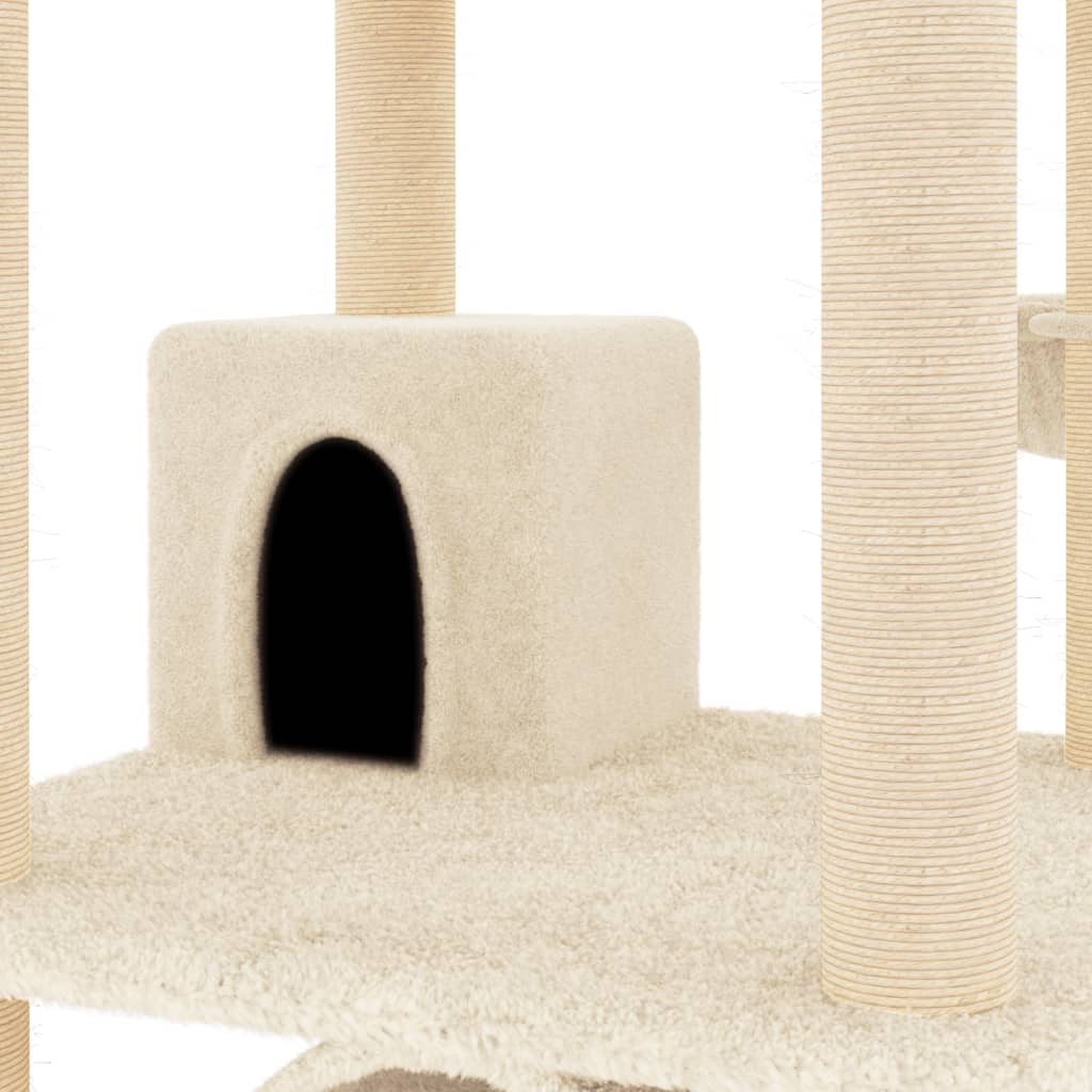 Albero per Gatti con Tiragraffi in Sisal Crema 141 cm 171747