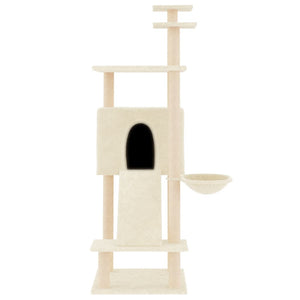 Albero per Gatti con Tiragraffi in Sisal Crema 153 cm 171750