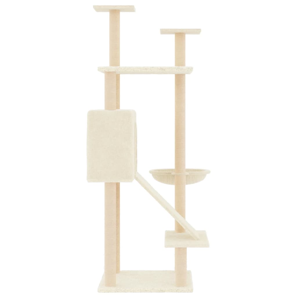 Albero per Gatti con Tiragraffi in Sisal Crema 153 cm 171750