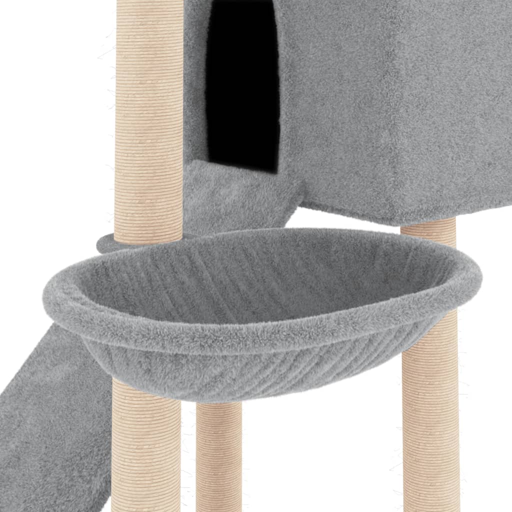 Albero per Gatti con Tiragraffi in Sisal Grigio Chiaro 153 cm 171751