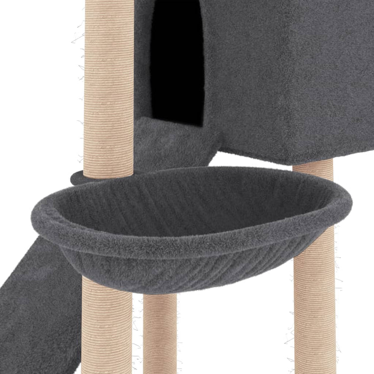 Albero per Gatti con Tiragraffi in Sisal Grigio Scuro 153 cm 171752