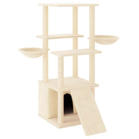 Albero per Gatti con Tiragraffi in Sisal Crema 133 cm 171756