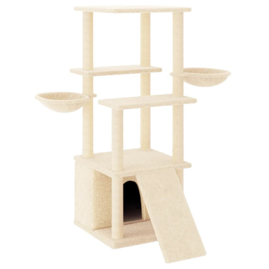 Albero per Gatti con Tiragraffi in Sisal Crema 133 cm 171756