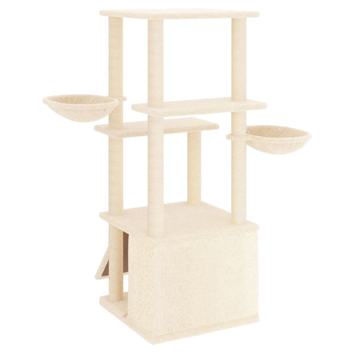 Albero per Gatti con Tiragraffi in Sisal Crema 133 cm 171756