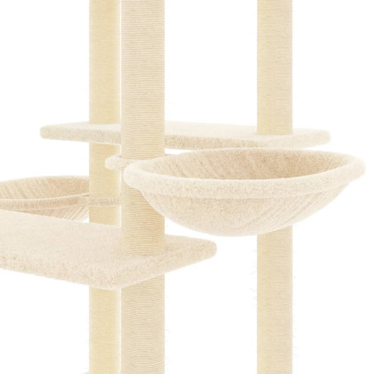 Albero per Gatti con Tiragraffi in Sisal Crema 133 cm 171756