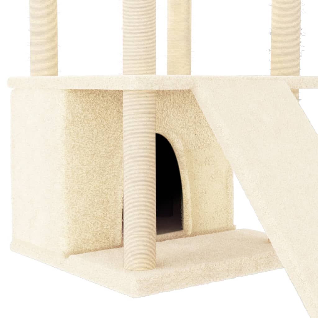 Albero per Gatti con Tiragraffi in Sisal Crema 133 cm 171756