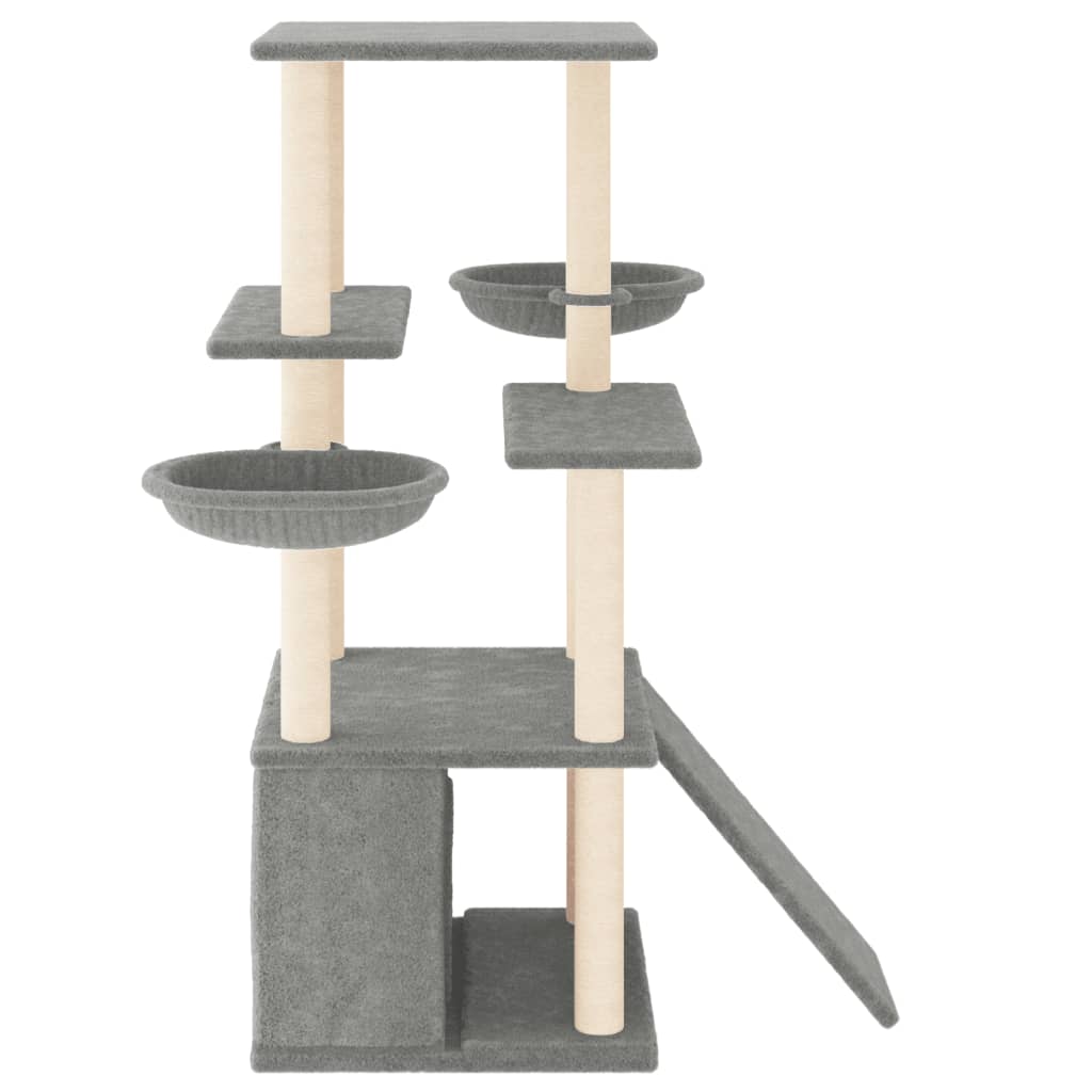 Albero per Gatti con Tiragraffi in Sisal Grigio Chiaro 133 cm 171757