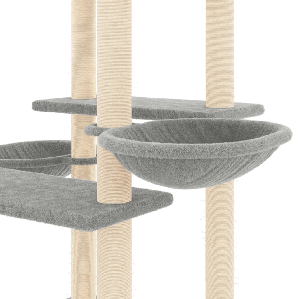 Albero per Gatti con Tiragraffi in Sisal Grigio Chiaro 133 cm 171757