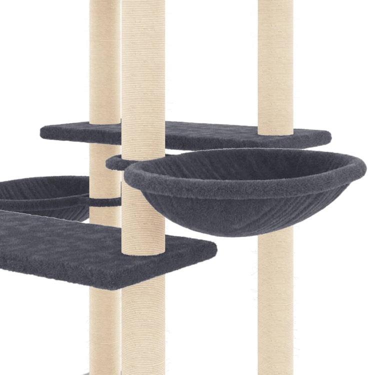 Albero per Gatti con Tiragraffi in Sisal Grigio Scuro 133 cm 171758