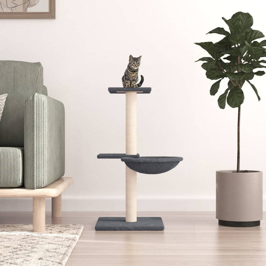 Albero per Gatti con Tiragraffi in Sisal Grigio Scuro 72 cm 171770