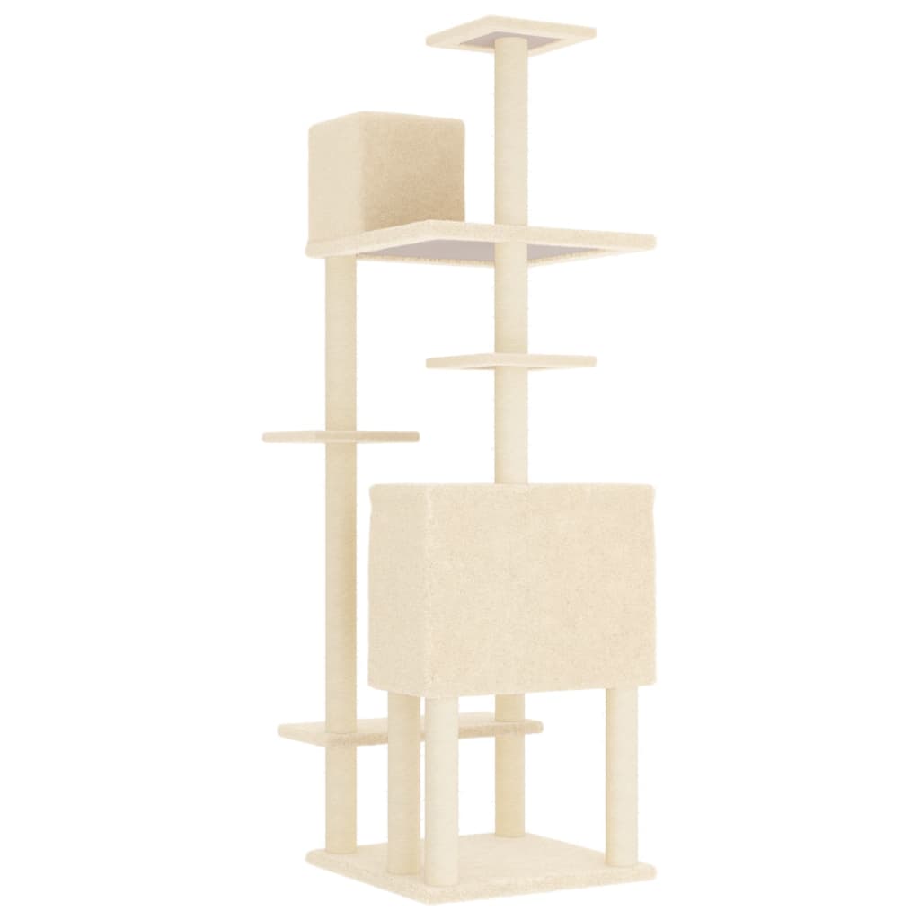 Albero per Gatti con Tiragraffi in Sisal Crema 154 cm 171771