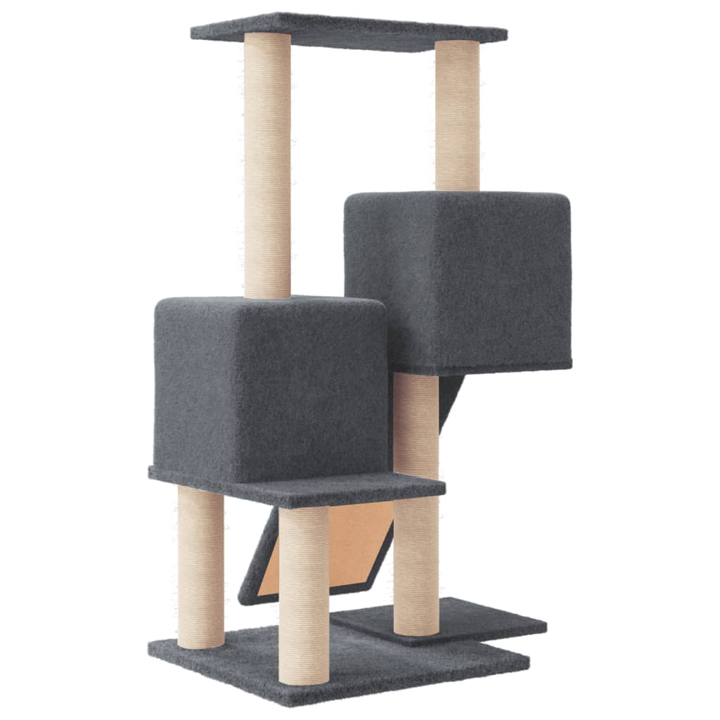 Albero per Gatti con Tiragraffi in Sisal Grigio Scuro 82 cm 171779