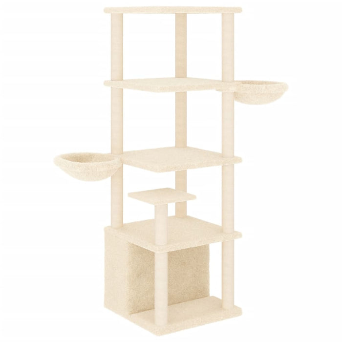 Albero per Gatti con Tiragraffi in Sisal Crema 147 cm 171780