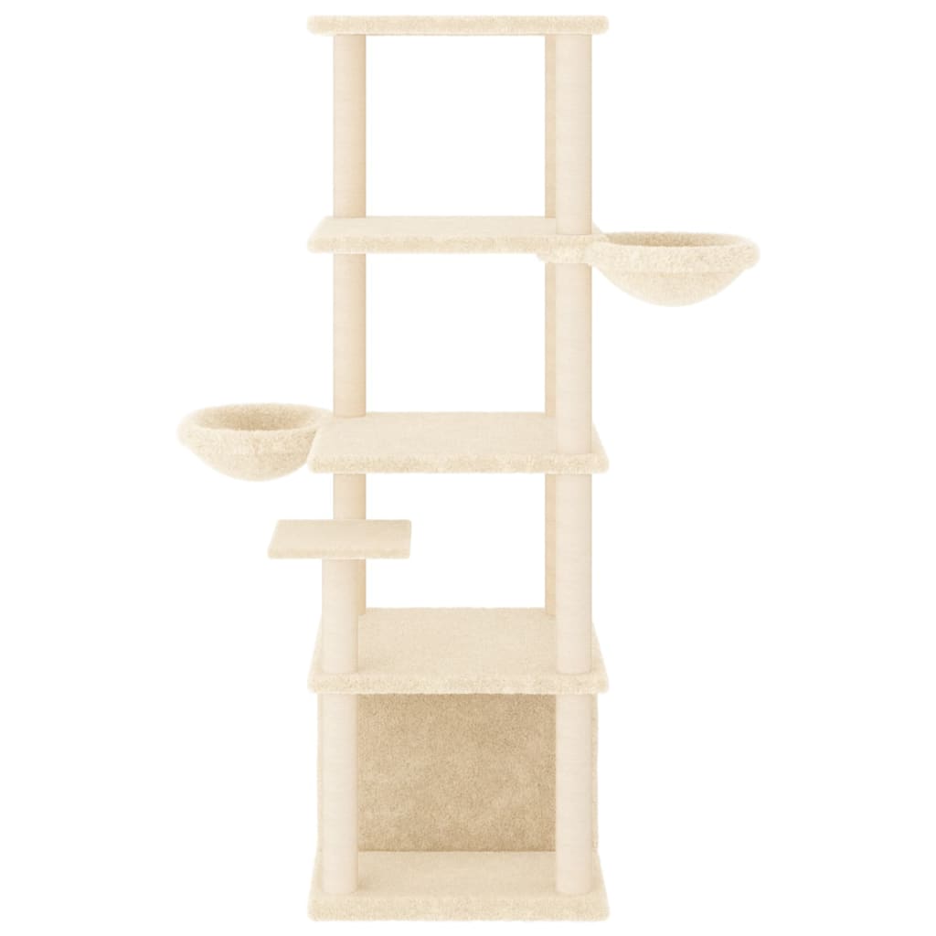 Albero per Gatti con Tiragraffi in Sisal Crema 147 cm 171780