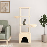 Albero per Gatti con Tiragraffi in Sisal Crema 147 cm 171780