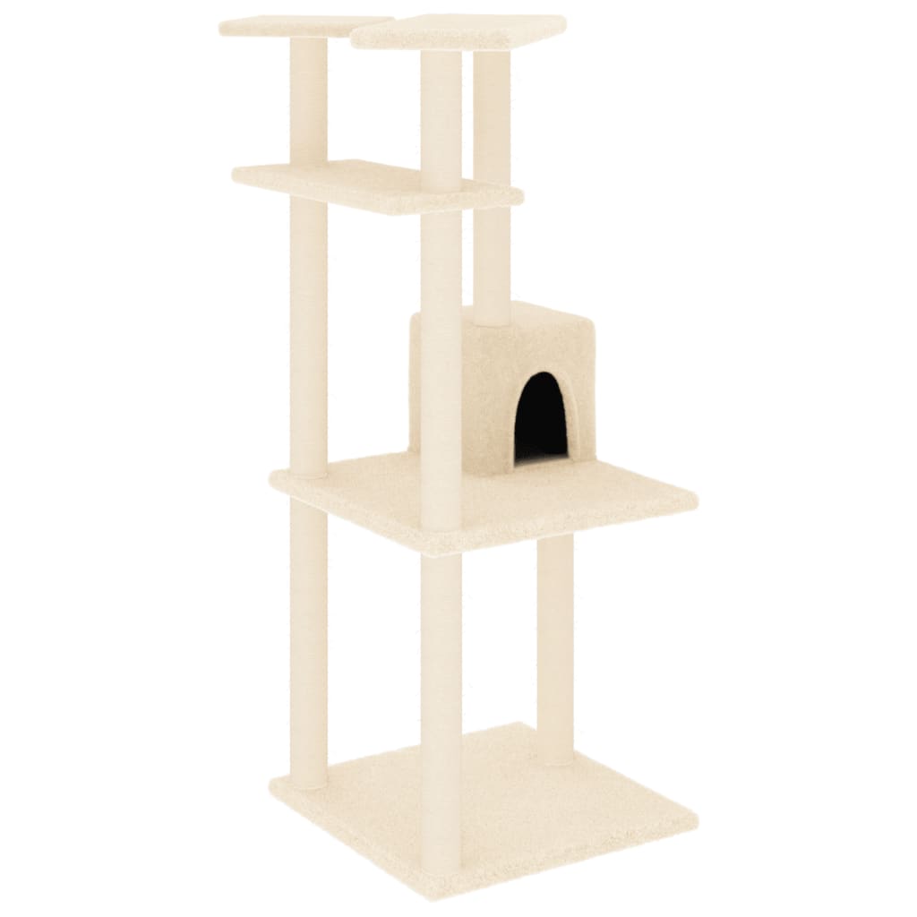 Albero per Gatti con Tiragraffi in Sisal Crema 123 cm 171783